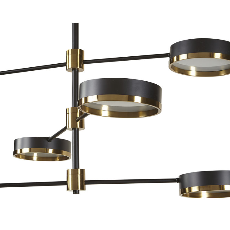 India Black and Gold Metal 6-Light Dimmable Cylinder Chandelier