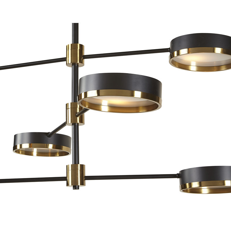 India Black and Gold Metal 6-Light Dimmable Cylinder Chandelier