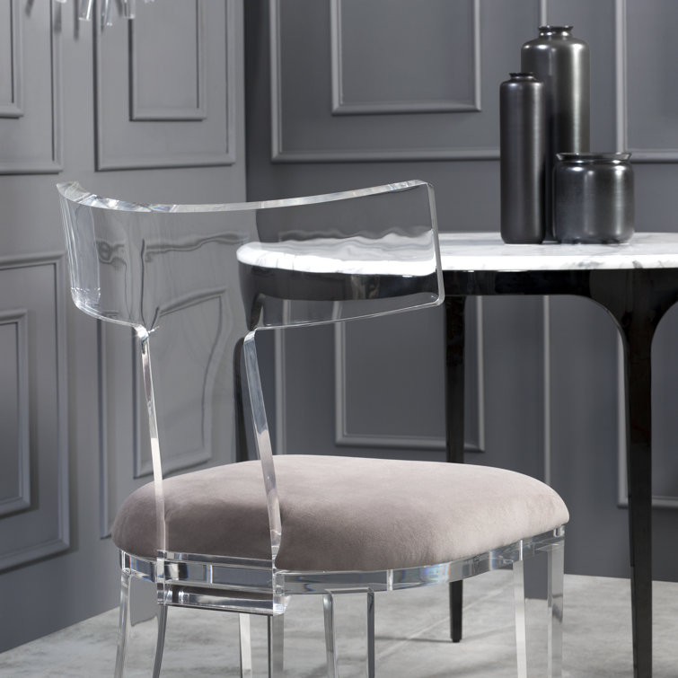 Nimbus Gray Velvet and Transparent Acrylic Side Chair