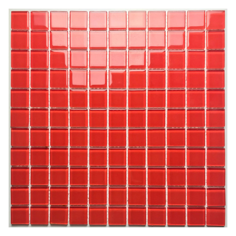 Red Glossy Glass 12x12 Square Mosaic Tile