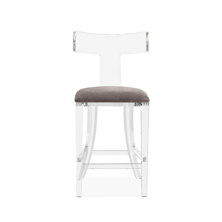 Nimbus Gray Acrylic and Velvet Counter Stool