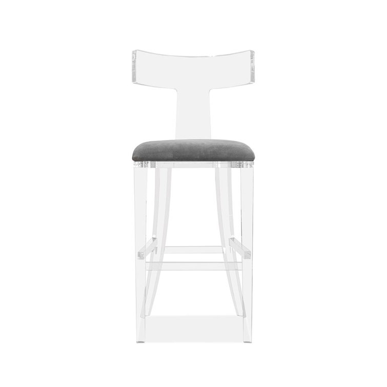 Nimbus Gray Acrylic and Velvet 46" Bar Stool