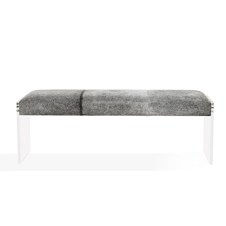 Aiden Chic Light Natural Cow Hide & Acrylic Bench