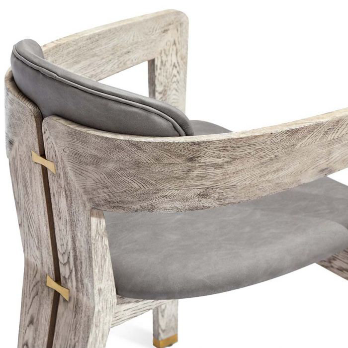 Light Grey Faux Leather Upholstered Arm Chair with Wood Frame