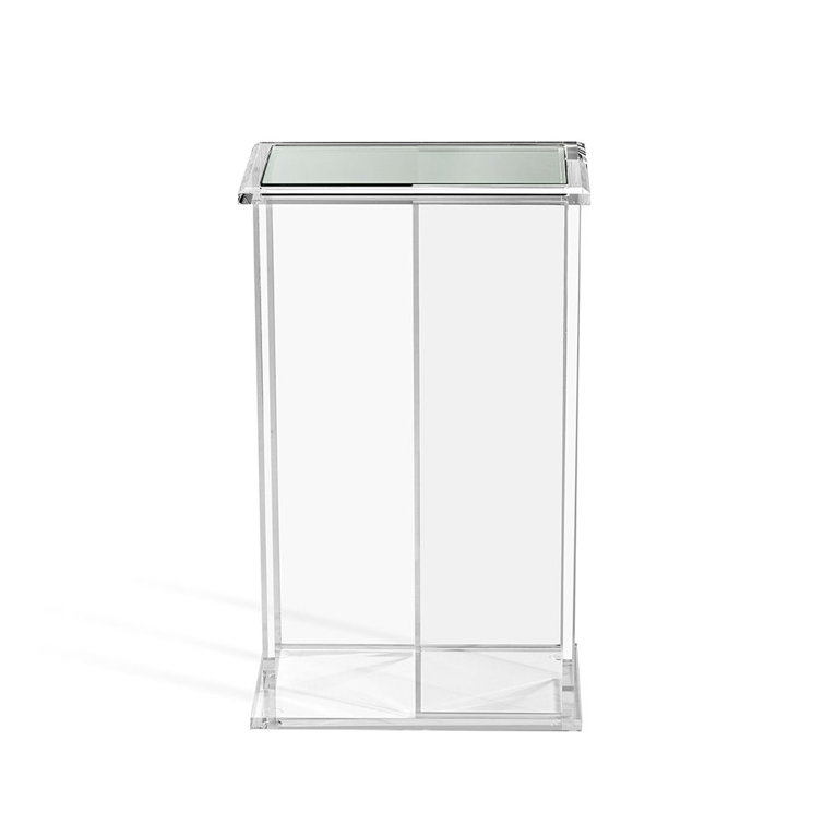 Clear Acrylic and Glass Rectangular End Table