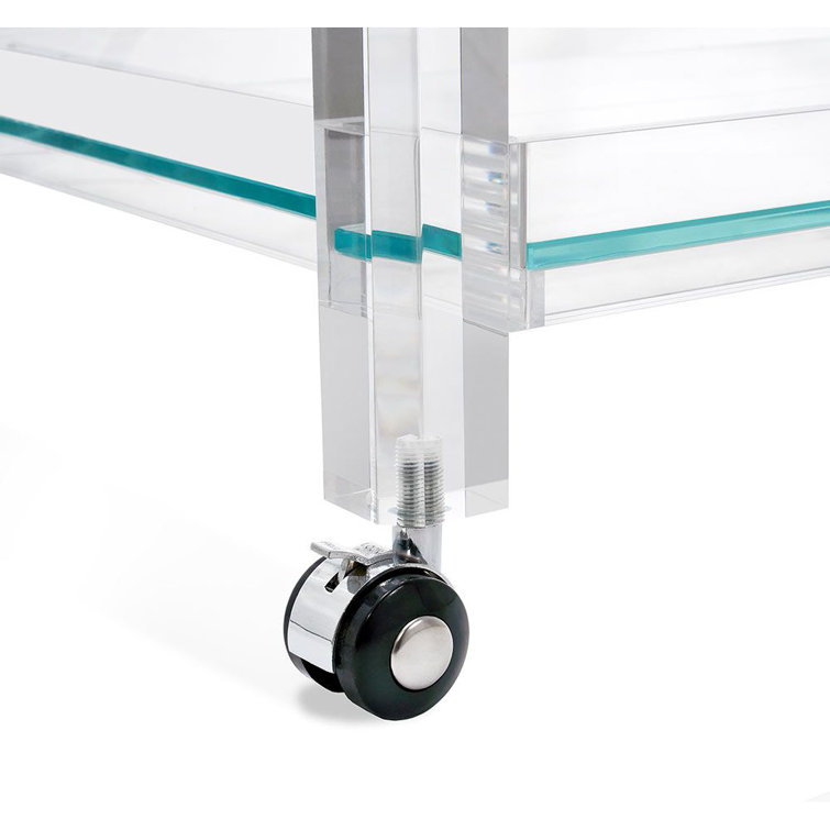 Ava Modern Clear Acrylic Bar Cart with Glass Shelves