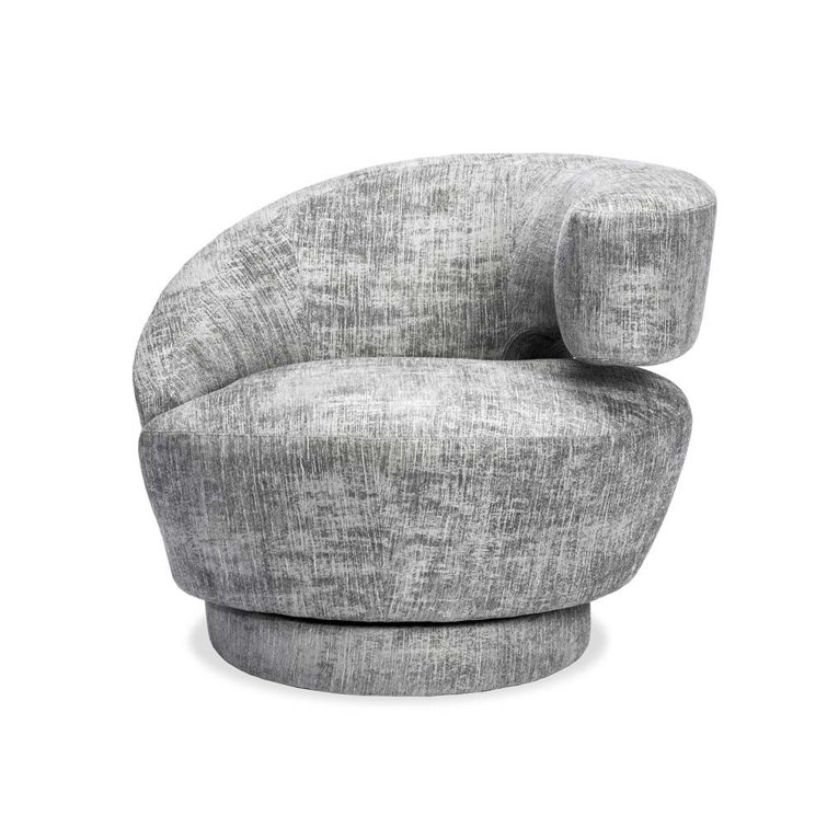 Handcrafted Arabella Feather Chenille Swivel Accent Chair