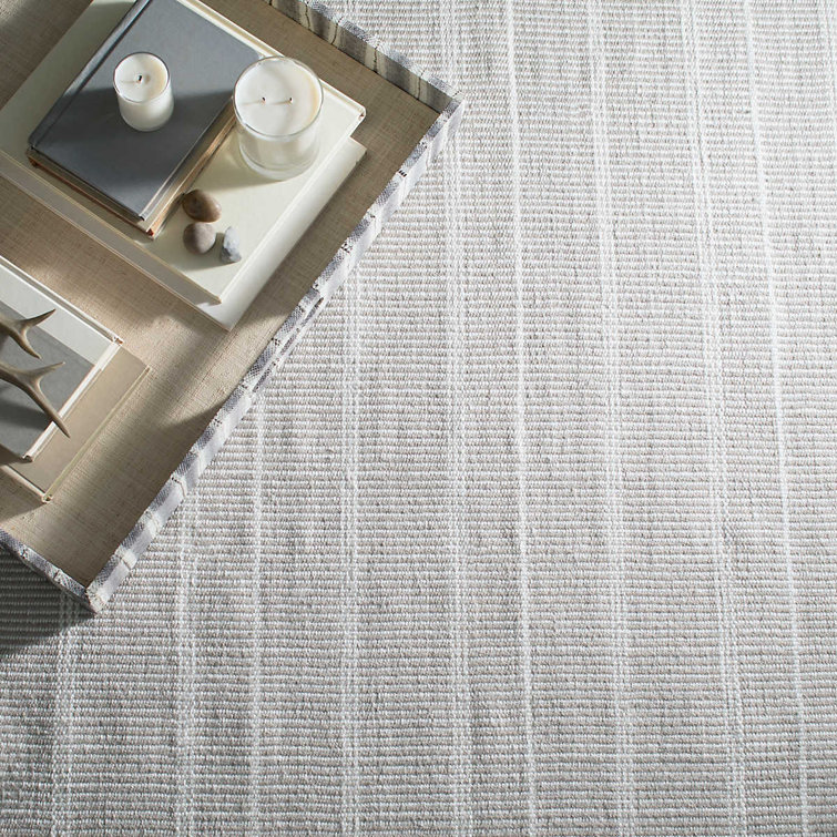 Gray and Ivory Stripe 6' x 9' Synthetic Flat Woven Rug