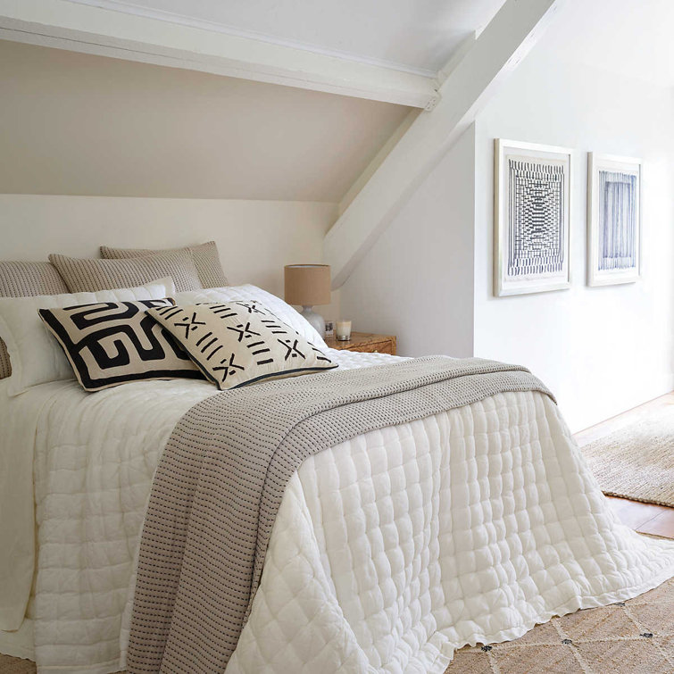 Natural Cotton Patterned Full/Double Coverlet