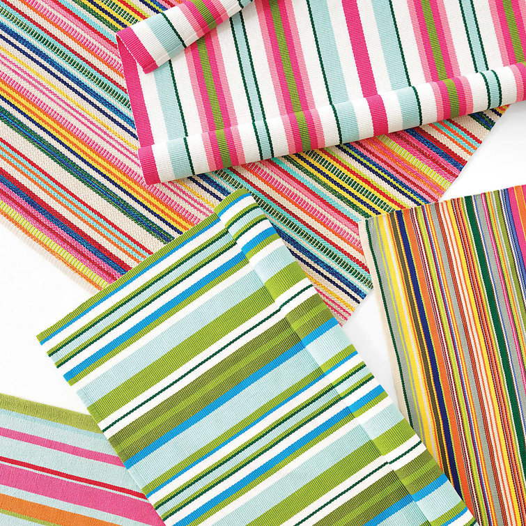 Bright Multicolor Stripe Handwoven Indoor/Outdoor Rug 4' x 6'