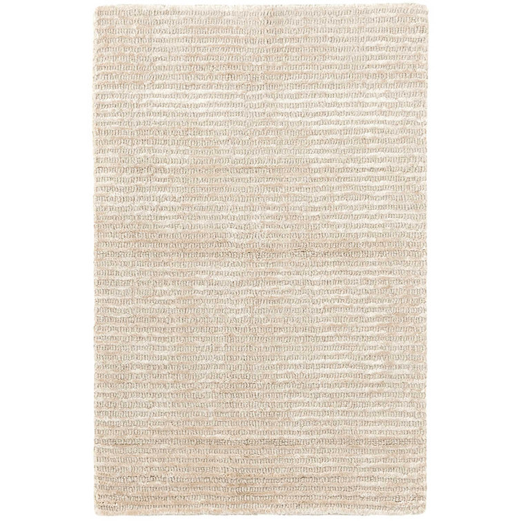 Ivory Striped Hand-Knotted Wool & Viscose 8' x 10' Rug