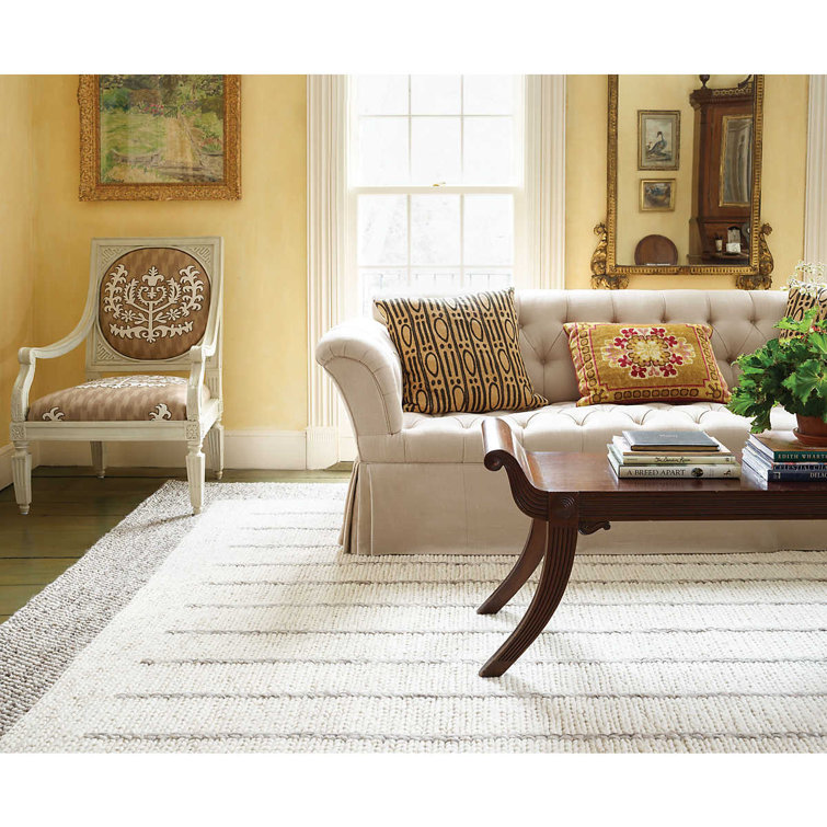 Handwoven Gray and White Geometric Wool Rug 3' x 5'