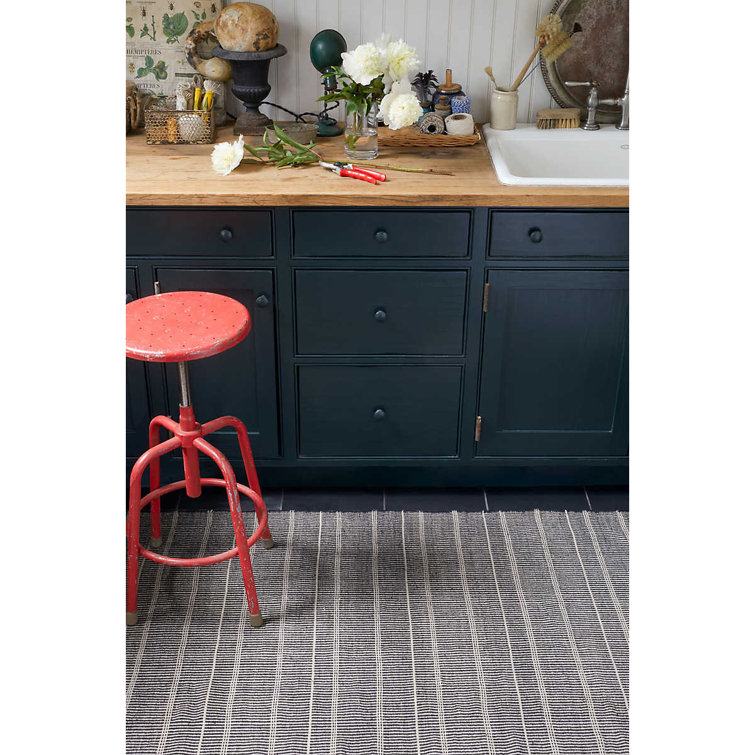 Samson Black and Off-White Handwoven Cotton Runner Rug