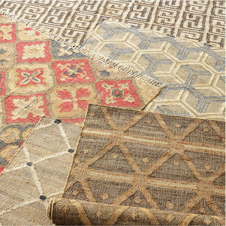 Auricula Black and Beige Geometric Wool Cotton Rug, 2' x 3'