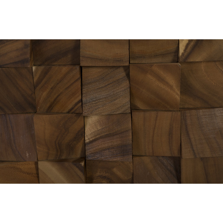 Chamcha Wood Mosaic Wall Art in Natural Brown
