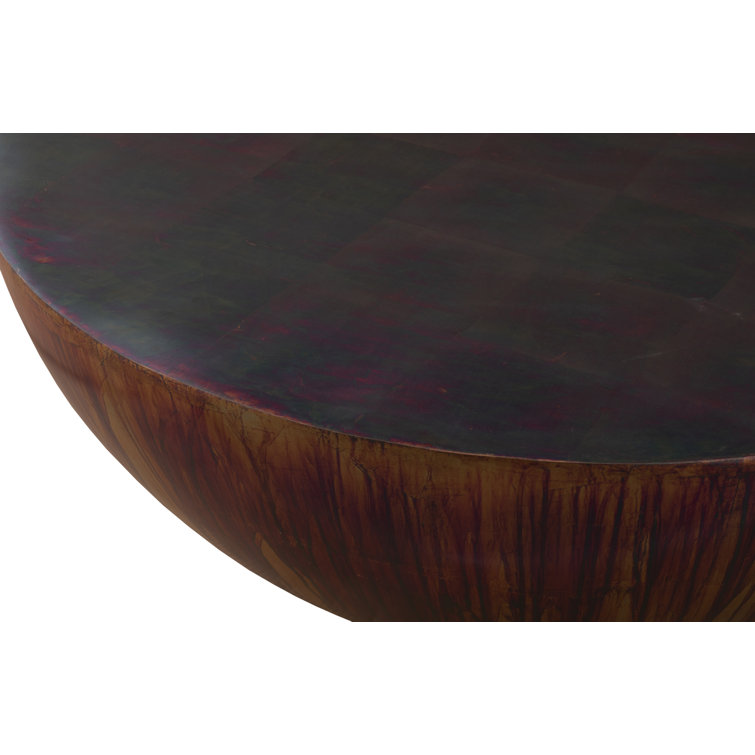 Round Brown Wood Drum Coffee Table