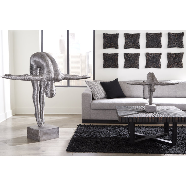 Transitional Black and Silver Large Aluminum Diving Sculpture