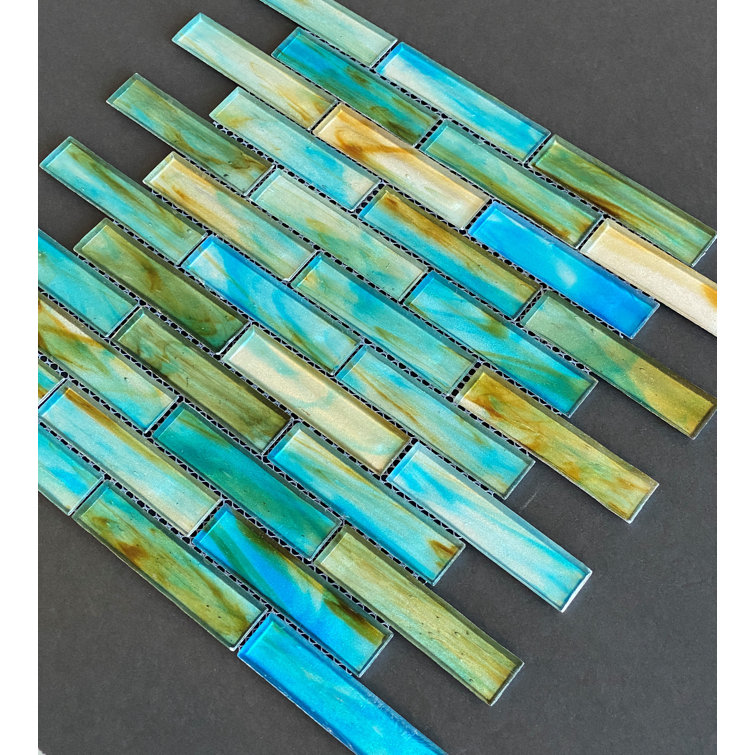 Tropical Lagoon Iridescent Glass Mosaic Wall Tile