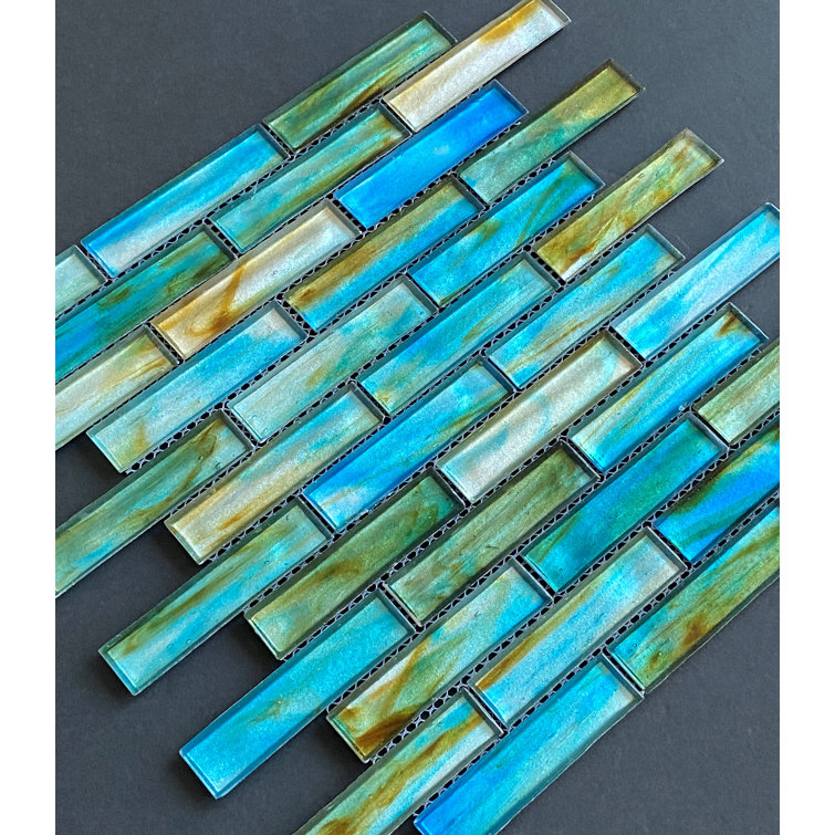 Tropical Lagoon Iridescent Glass Mosaic Wall Tile