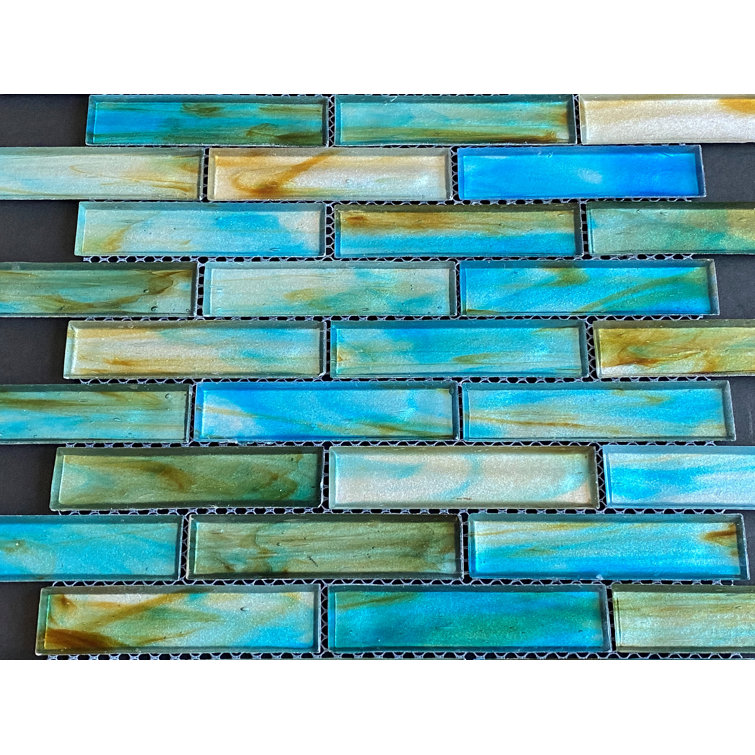Tropical Lagoon Iridescent Glass Mosaic Wall Tile
