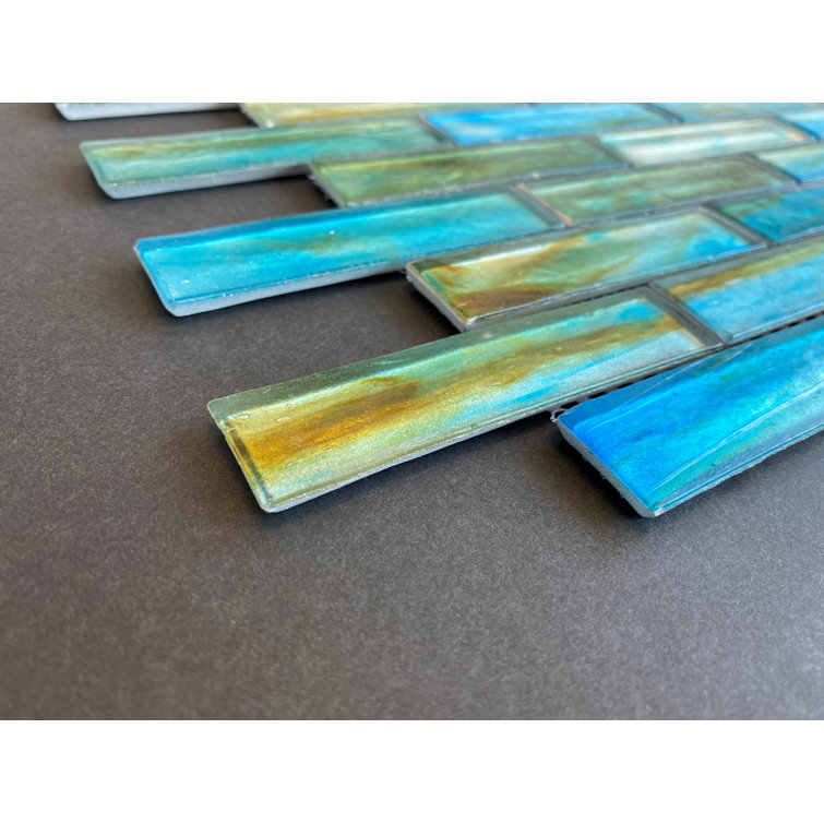 Tropical Lagoon Iridescent Glass Mosaic Wall Tile