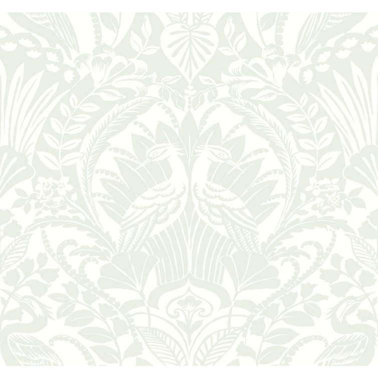 White and Cream Damask Pre-pasted Washable Wallpaper