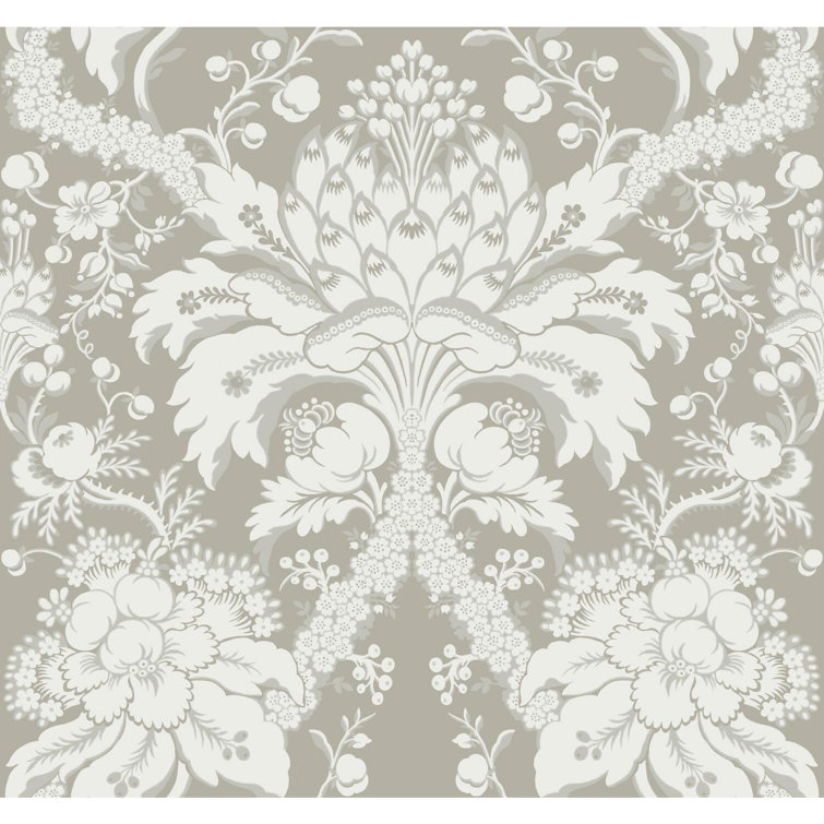 Beige Damask Pre-pasted Removable Washable Wallpaper
