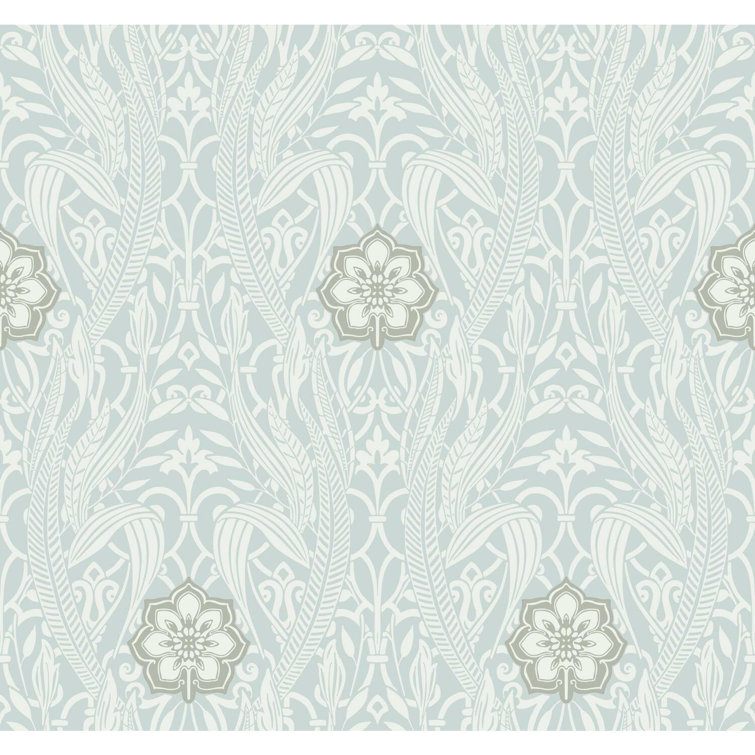 Gatsby Blue Damask Pre-pasted Removable Wallpaper