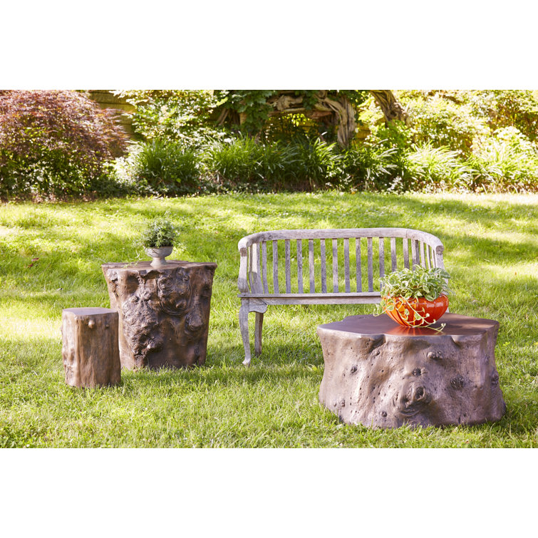 Contemporary Modern Bronze Bark Rectangular Outdoor Coffee Table with Storage