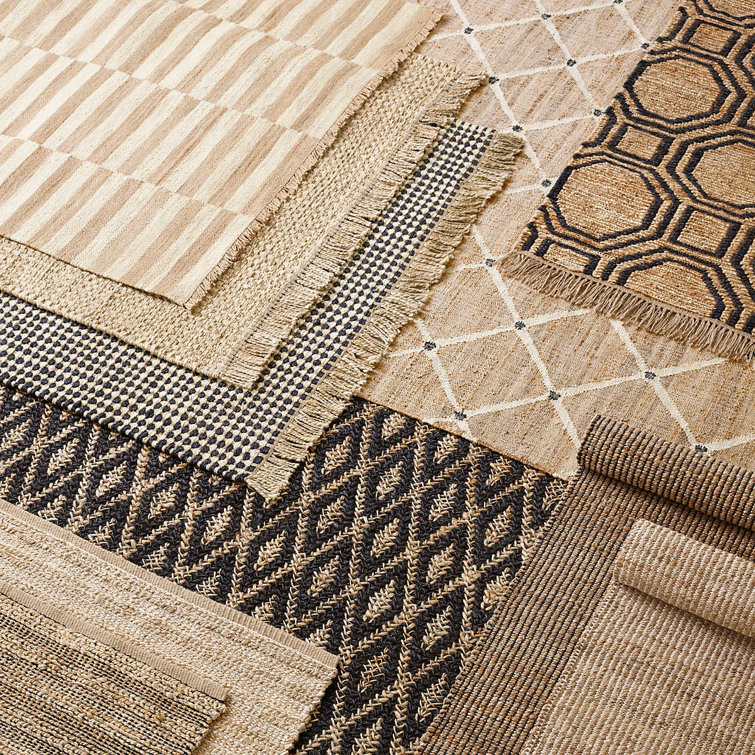 Farmhouse Hexile 8' x 10' Black Geometric Hand-Knotted Jute Rug