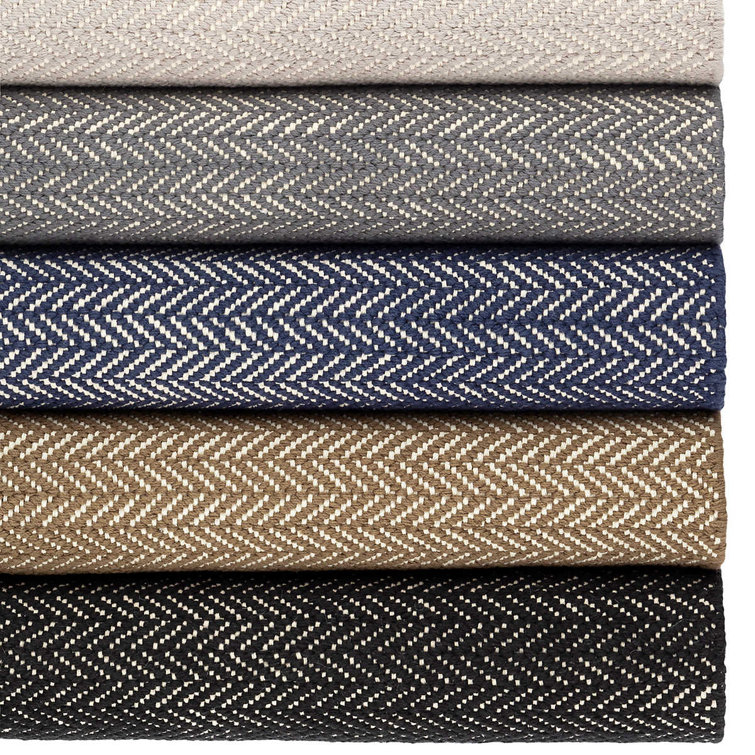 Black and White Handwoven Cotton Herringbone Area Rug 4' x 6'