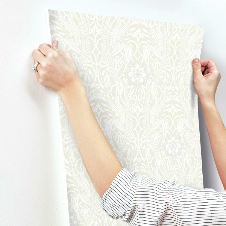 Gatsby Beige Damask Pre-pasted Washable Wallpaper Roll