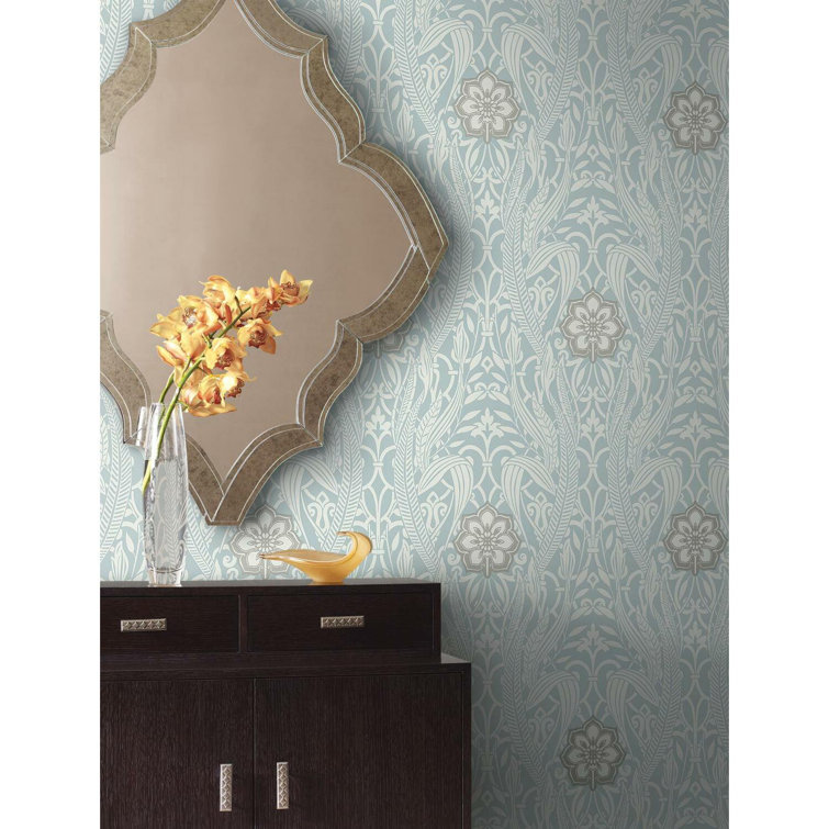 Gatsby Blue Damask Pre-pasted Removable Wallpaper