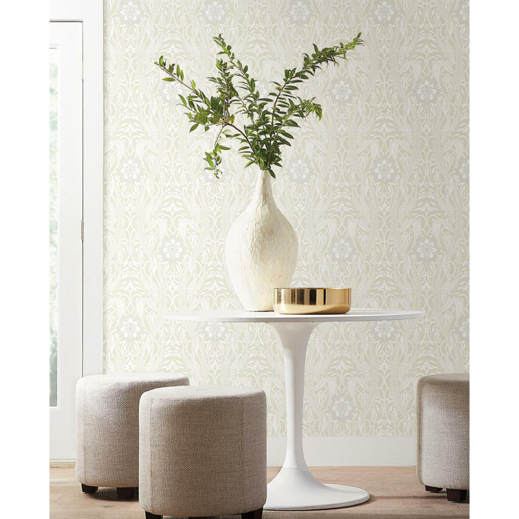 Gatsby Beige Damask Pre-pasted Washable Wallpaper Roll
