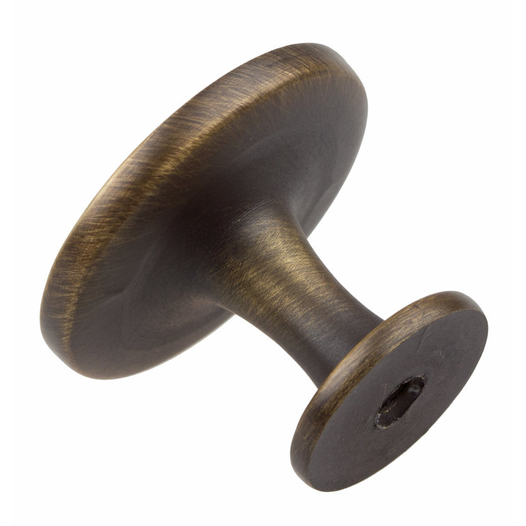 Antique Brass Round Cabinet Knob with Mounting Hardware