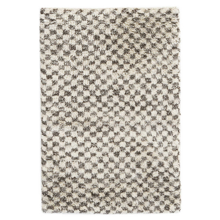 Hand-Knotted Farmhouse Ivory & Gray Geometric Wool Blend Rug, 3' x 5'