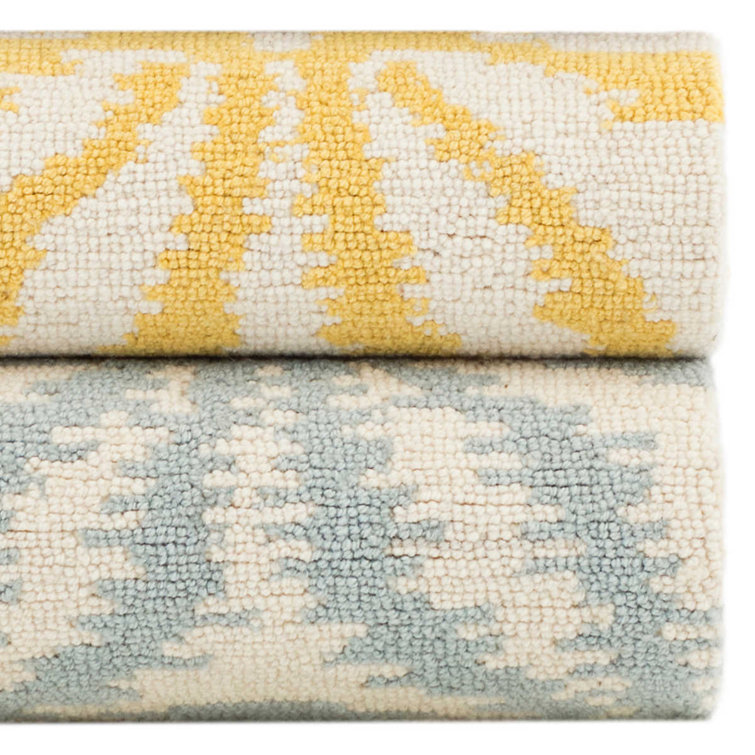 Sky Geometric Handmade Wool Rug - 5' x 8' - Reversible Design