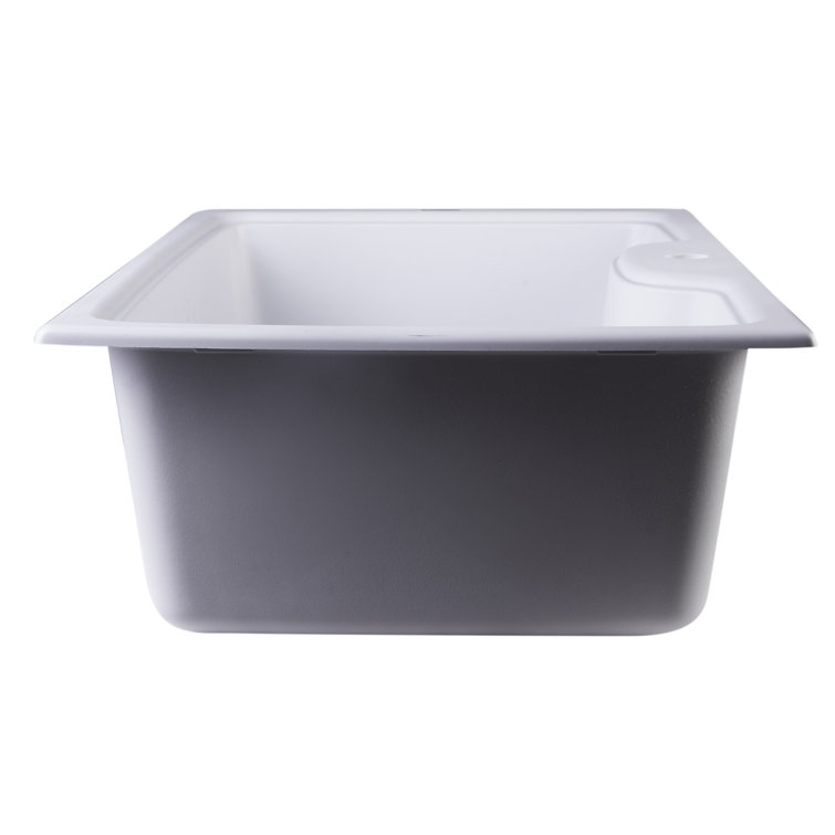 White 35'' Drop-In Single Bowl Granite Kitchen Sink