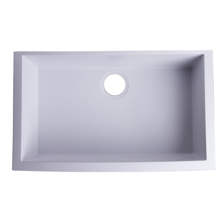 White 30'' Undermount Single Bowl Granite Kitchen Sink