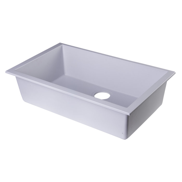White 30'' Undermount Single Bowl Granite Kitchen Sink