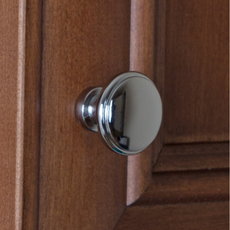 Polished Chrome Round Cabinet Knob with Mounting Hardware