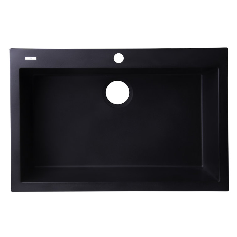 30'' Black Granite Single Bowl Drop-In Kitchen Sink