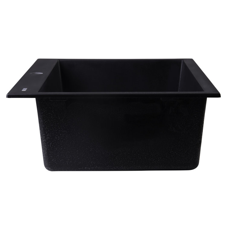 30'' Black Granite Single Bowl Drop-In Kitchen Sink