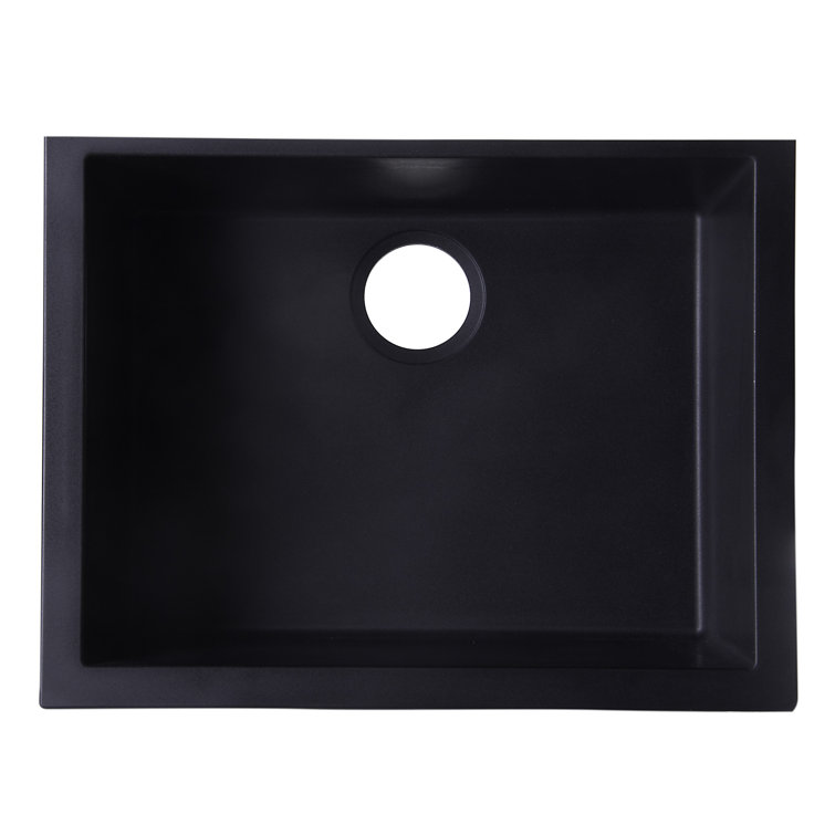24'' Black Granite Composite Undermount Single Bowl Kitchen Sink
