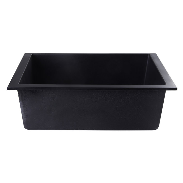 24'' Black Granite Composite Undermount Single Bowl Kitchen Sink