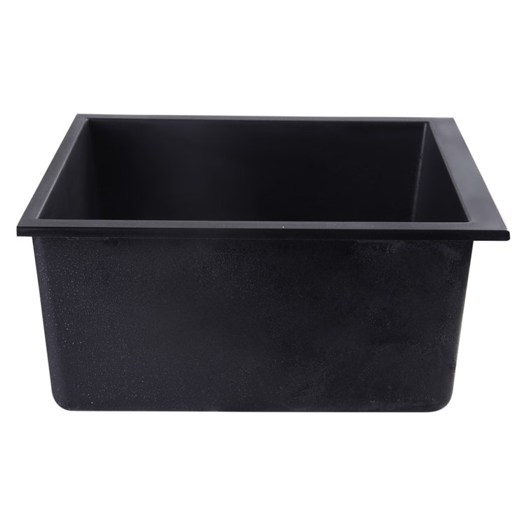 24'' Black Granite Composite Undermount Single Bowl Kitchen Sink