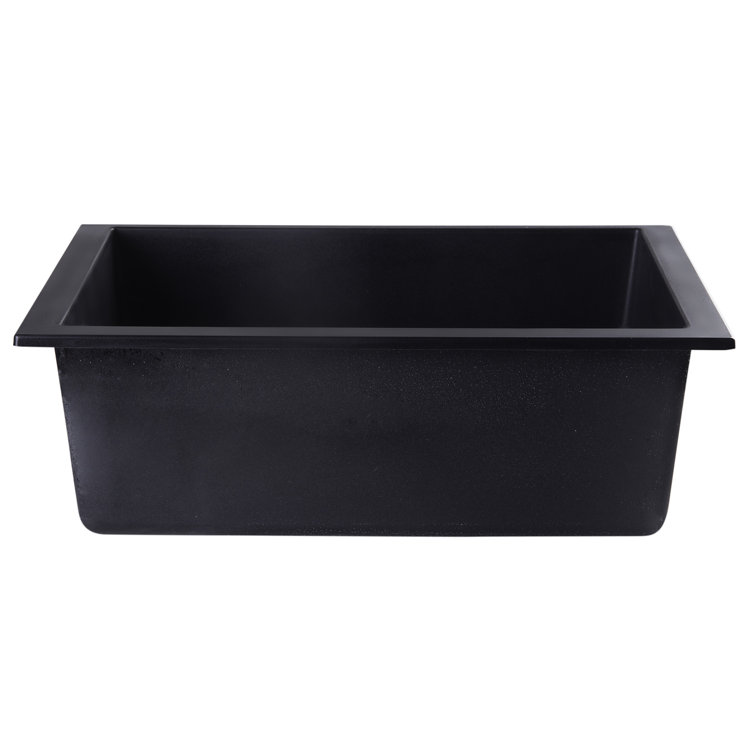24'' Black Granite Composite Undermount Single Bowl Kitchen Sink