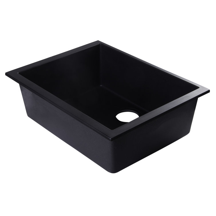 24'' Black Granite Composite Undermount Single Bowl Kitchen Sink