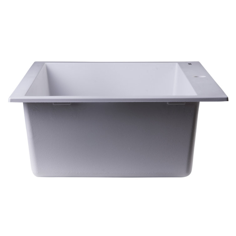 White 30'' Drop-In Single Bowl Granite Kitchen Sink
