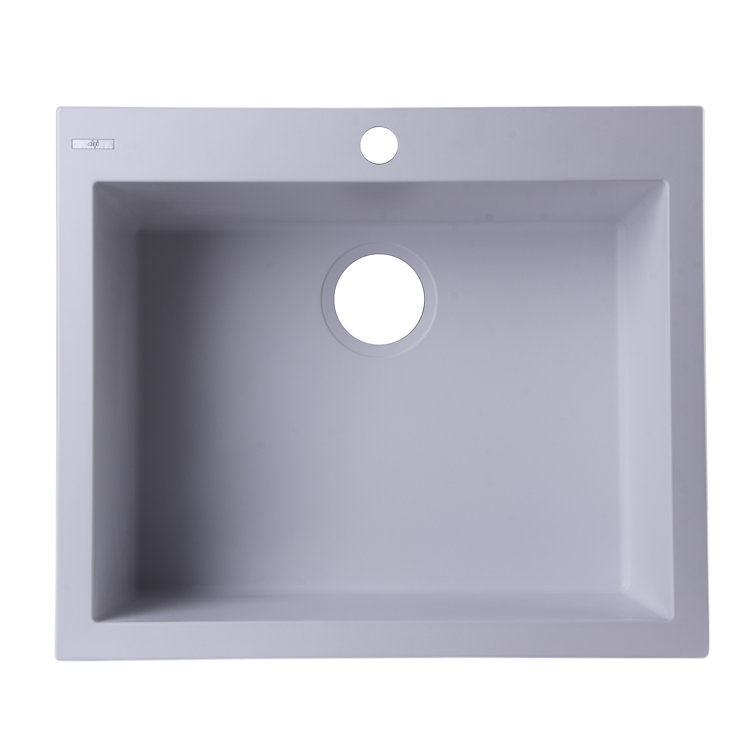 24" White Granite Composite Single Bowl Kitchen Sink